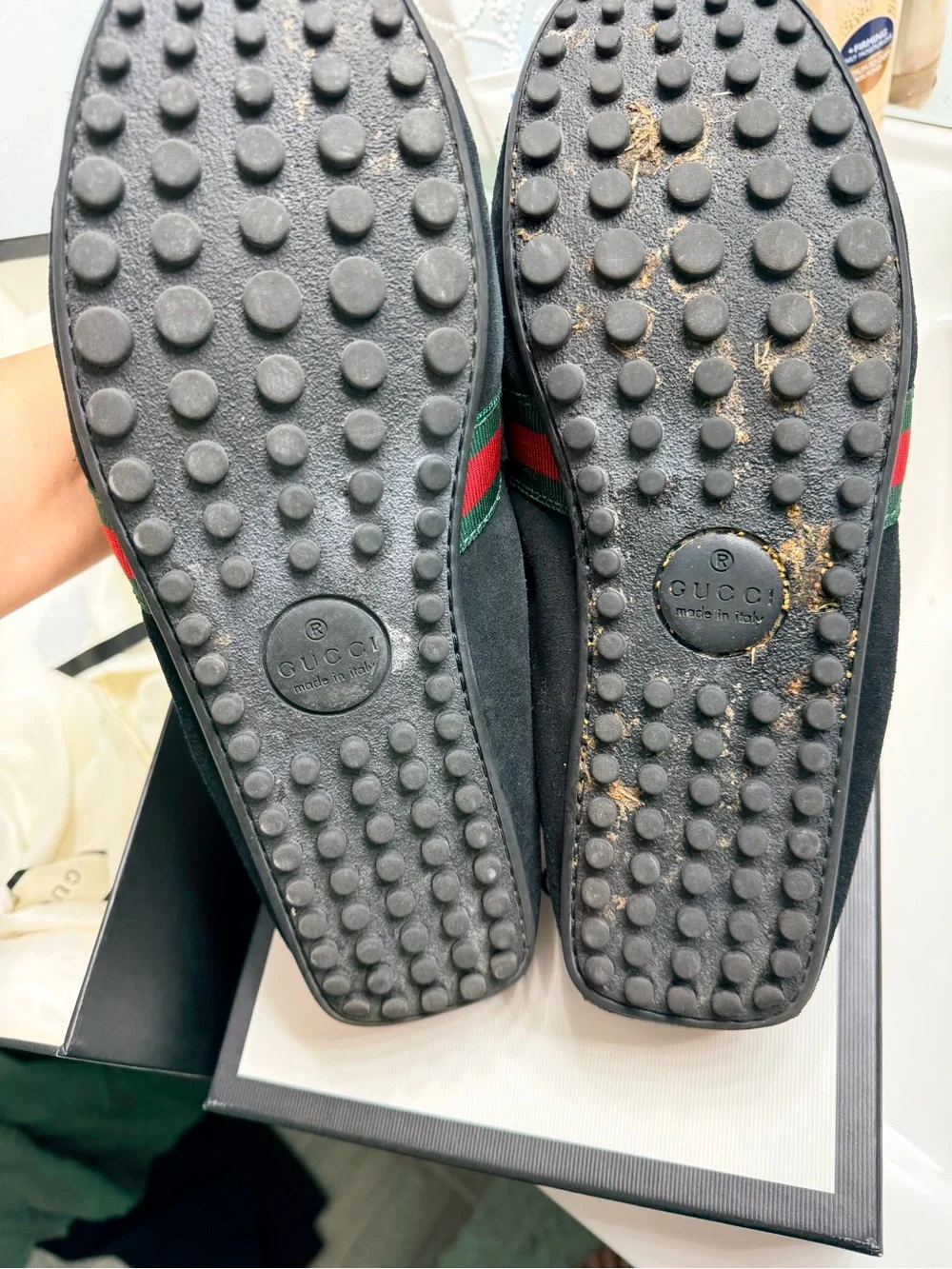 Gucci Black Suede Penny Loafers for Men size 10